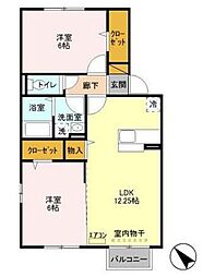 シャルマン・ドミール 2LDKの間取図画像