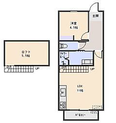 ＣｒｏｓｓＲｏａｄｓ 2階1LDKの間取り