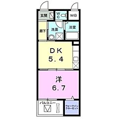ラプワール 1DKの間取図画像