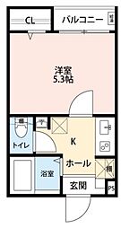 グランクオール西綾瀬 4階1Kの間取り