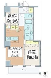 クレストコート西巣鴨 6階2LDKの間取り