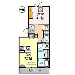 ボーセジュール 1DKの間取図画像