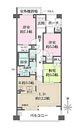 JR中央線 吉祥寺駅 徒歩18分の賃貸マンション 4階3LDKの間取り