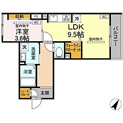 相模原市南区南台4丁目アパート 1LDKの間取図画像