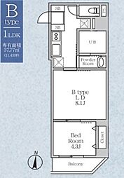 ラヴィエール錦糸公園 3階1LDKの間取り
