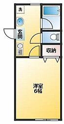 良栄住宅 2階1Kの間取り