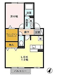 クレエB 1LDKの間取図画像