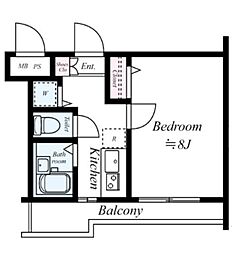 ヴィータローザ新江古田 3階1Kの間取り