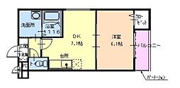 フジパレス深江橋5番館 1DKの間取図画像