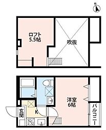 プランドールM 1階1Kの間取り