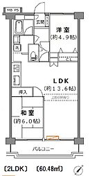 グリーンパーク南砂 2LDKの間取図画像
