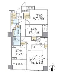 Brillia二番町 3LDKの間取図画像