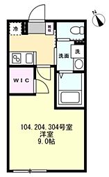 Felice相模原 1Kの間取図画像