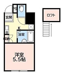 ヴィラ・メゾン鶴川 1Kの間取図画像