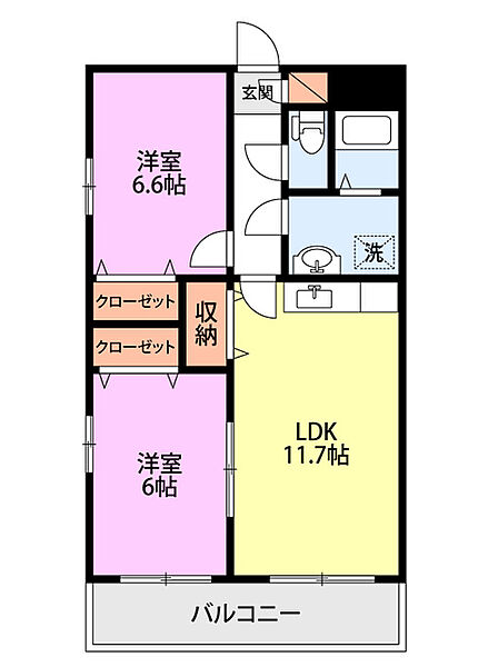 エスポアール壱番館 403｜新潟県新潟市中央区親松(賃貸マンション2LDK・4階・58.72㎡)の写真 その2