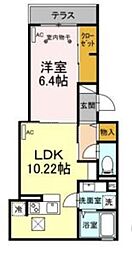 ムーンヒルズ・T 1LDKの間取図画像