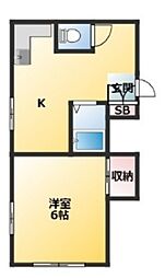 石田コーポ 3階1Kの間取り
