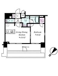 東京メトロ南北線 赤羽岩淵駅 徒歩7分の賃貸マンション 7階1LDKの間取り