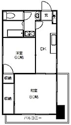 ニュー三浦マンション 2DKの間取図画像