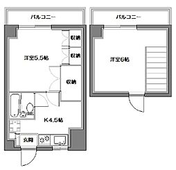 リッチハイツ 2階1Kの間取り