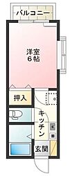 リファインド調布B 1Kの間取図画像