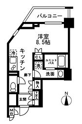 レジディア中落合 4階ワンルームの間取り