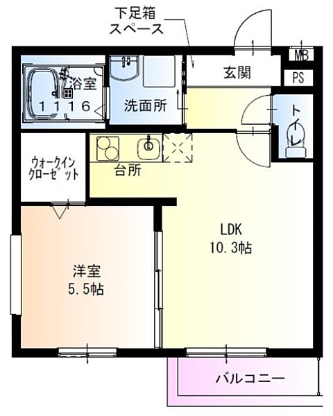 兵庫県尼崎市東大物町１丁目(賃貸アパート1LDK・1階・38.44㎡)の写真 その2