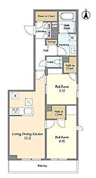 エルズレジデンス東中野 2階2LDKの間取り