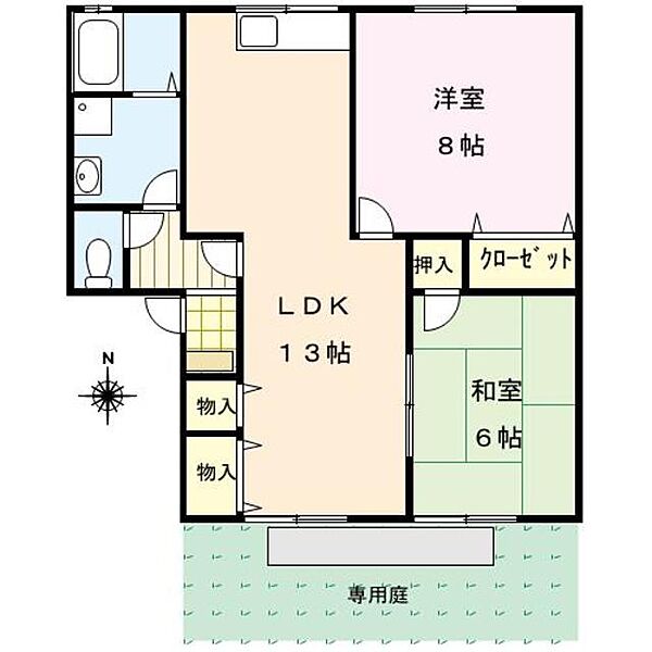 セジュール幸II 102｜福岡県久留米市江戸屋敷２丁目(賃貸アパート2LDK・1階・61.00㎡)の写真 その2