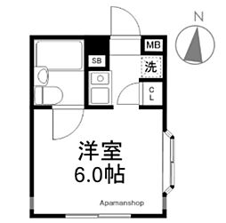 京急本線 新馬場駅 徒歩6分の賃貸マンション 3階ワンルームの間取り