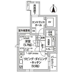 シャトー初台 1LDKの間取図画像