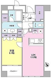 グランカーサ銀座イースト 6階1LDKの間取り