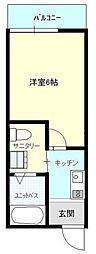 ラフィーネ厚木 1Kの間取図画像