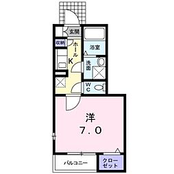 プライムコートA 1Kの間取図画像