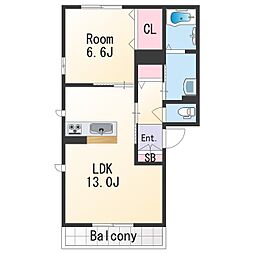 シャーメゾンＷＩＬＬ 1階1LDKの間取り
