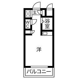 パンルネックスディア室見 ワンルームの間取図画像