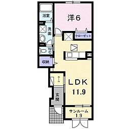 アドリアーノB 1LDKの間取図画像