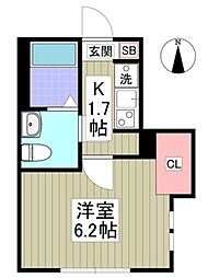 アザーレ・シド相武台 1Kの間取図画像