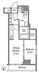 ジェノヴィア東中野スカイガーデン 1DKの間取図画像