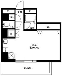 広尾ウエスト 3階ワンルームの間取り