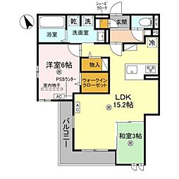 おおさか東線 城北公園通駅 徒歩10分の賃貸アパート 2階2LDKの間取り