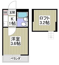 ローズマリー 1階1Kの間取り