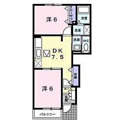 JR紀勢本線 黒江駅 徒歩18分の賃貸アパート 1階2DKの間取り