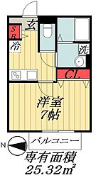 リトルキャビン 3階1Kの間取り