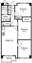柏芳ビル壱号館 3LDKの間取図画像