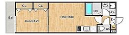 ジーメゾン春日部大場 2階1LDKの間取り