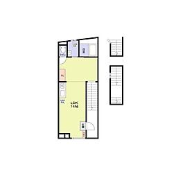 KAGURAZAKA TERRACE 3階ワンルームの間取り