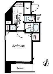 パークウェル代田橋 6階1Kの間取り