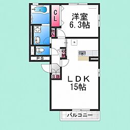 リビングタウンなかもずA棟 1LDKの間取図画像