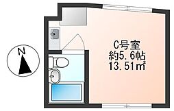 白糸台パークハイツ ワンルームの間取図画像